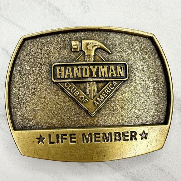 Vintage 1996 Handyman Club of America Life Member Belt Buckle Brass Tone ✨ - Picture 1 of 8